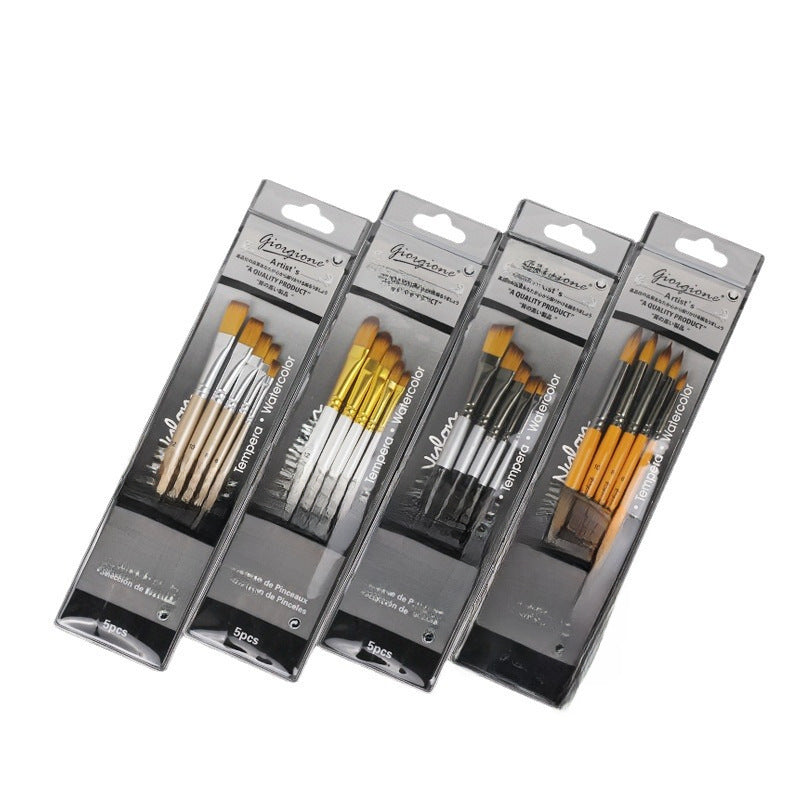 Gorgione Watercolor Nylon Wool 5 Brush Sets Of Art Painting