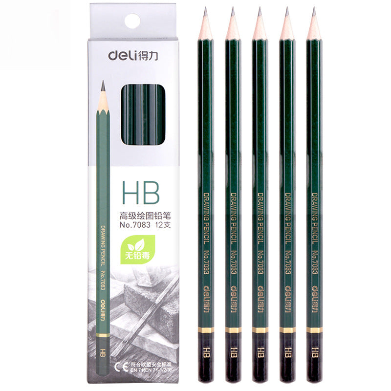 Deli Deli 7083-HB Advanced Drawing Pencil Sketch Children's Pencil Charcoal Pencil Wooden Pencil Student Writing