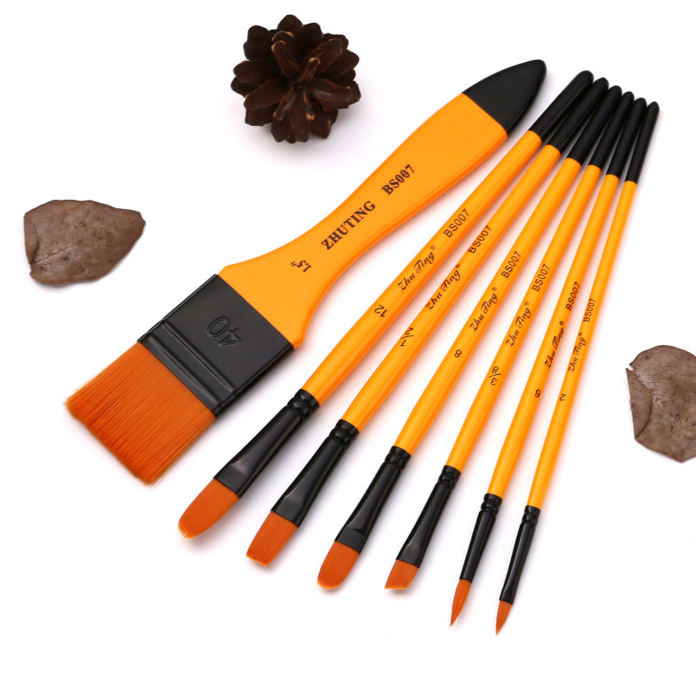 7 Brush Set Nylon Wool Mixed Oil Acrylic Art Painting Material Brush