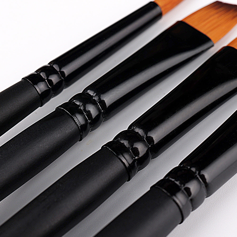 Nylon Hair Brush Suit Cross-border Brush Acrylic Oil Brush Suit Art Student Matte Black Rod Brush Wholesale